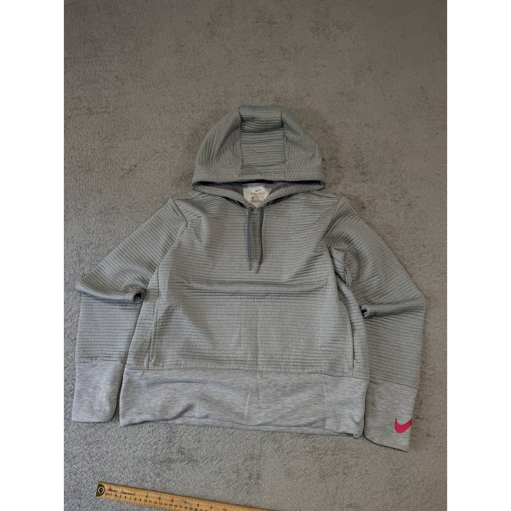 Nike Hoodie Womens Small Gray Dri-FIT Pullover Textured Swoosh Logo 860136-063